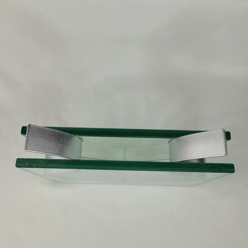 Peter Hewitt MoMA Square Ribbon Vase Glass Anodized Aluminum Modernist Decor